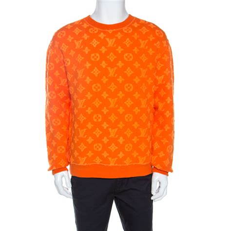 harga louis vuitton orange monogram jacquard crew neck sweatshirt